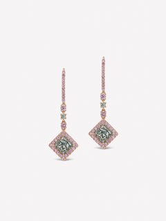 Green Diamond and Argyle Pink™ Diamond Drop Earrings - Pink Diamonds, J FINE - J Fine, earrings - Pink Diamond Jewelry, j-fine-green-diamond-drop-earrings - Argyle Pink Diamonds