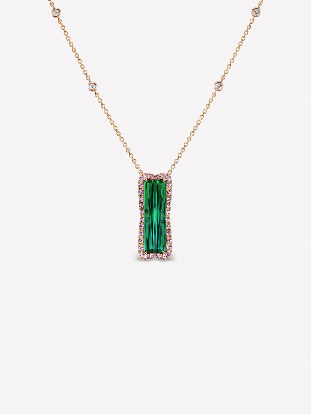 Argyle Pink™ Diamond and Green Tourmaline Necklace - Pink Diamonds, J FINE - J Fine, Necklace - Pink Diamond Jewelry, argyle-pink™-diamond-and-green-tourmaline-necklace-by-j-fine - Argyle