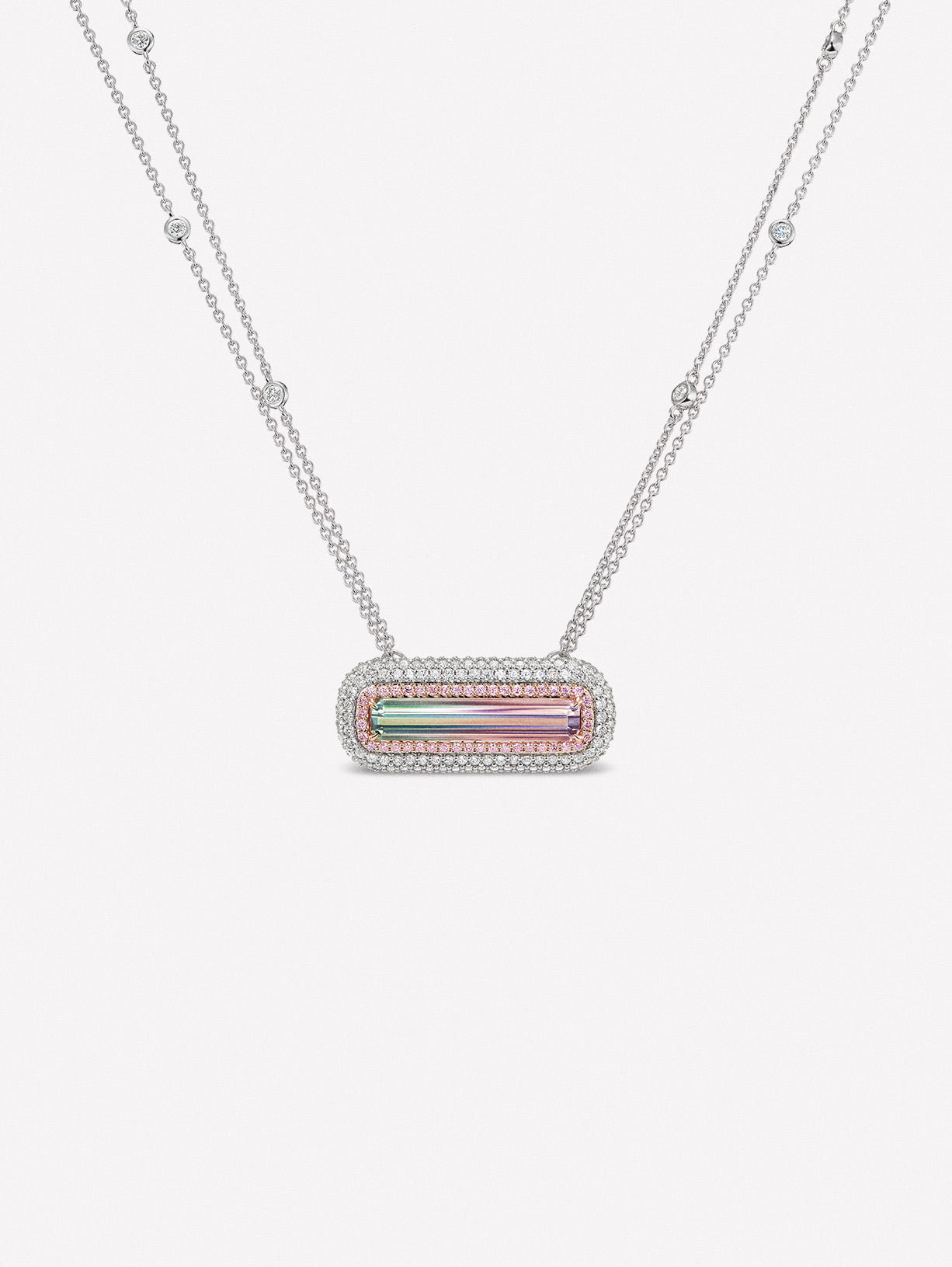 Argyle Pink™ Diamond and Bi Color Tourmaline Necklace - Pink Diamonds, J FINE - J Fine, Necklace - Pink Diamond Jewelry, argyle-pink™-diamond-and-bi-color-tourmaline-necklace-by-j-fine-2 
