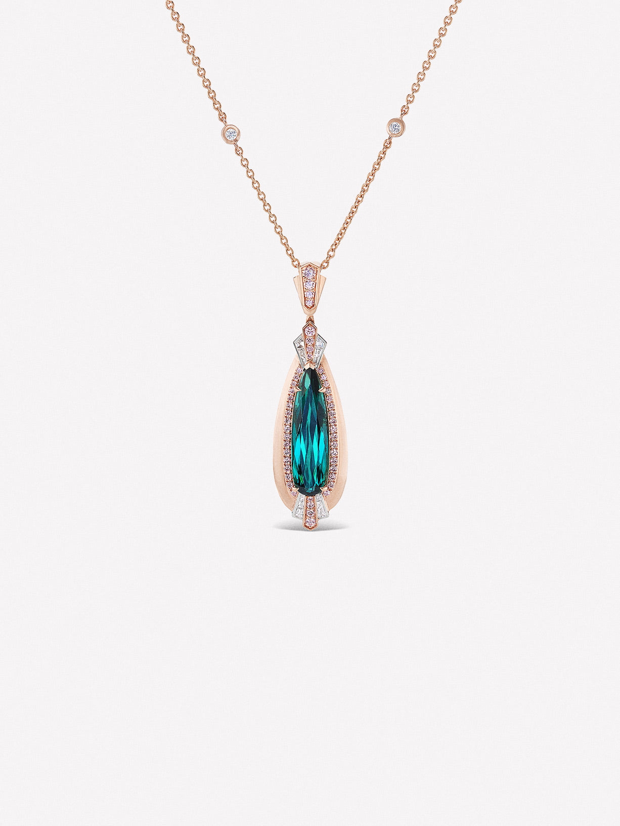 Argyle Pink™ Diamond and Green Tourmaline Necklace - Pink Diamonds, J FINE - J Fine, Necklaces - Pink Diamond Jewelry, argyle-pink™-diamond-and-green-tourmaline-necklace-by-j-fine-1 - Arg