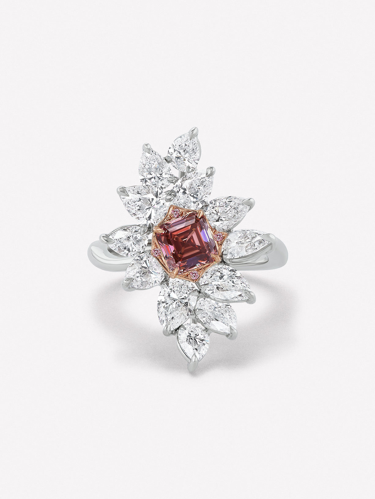 Elongated Cluster Ring - Pink Diamonds, J FINE - J Fine, Rings - Pink Diamond Jewelry, elongated-cluster-ring-by-j-fine - Argyle Pink Diamonds