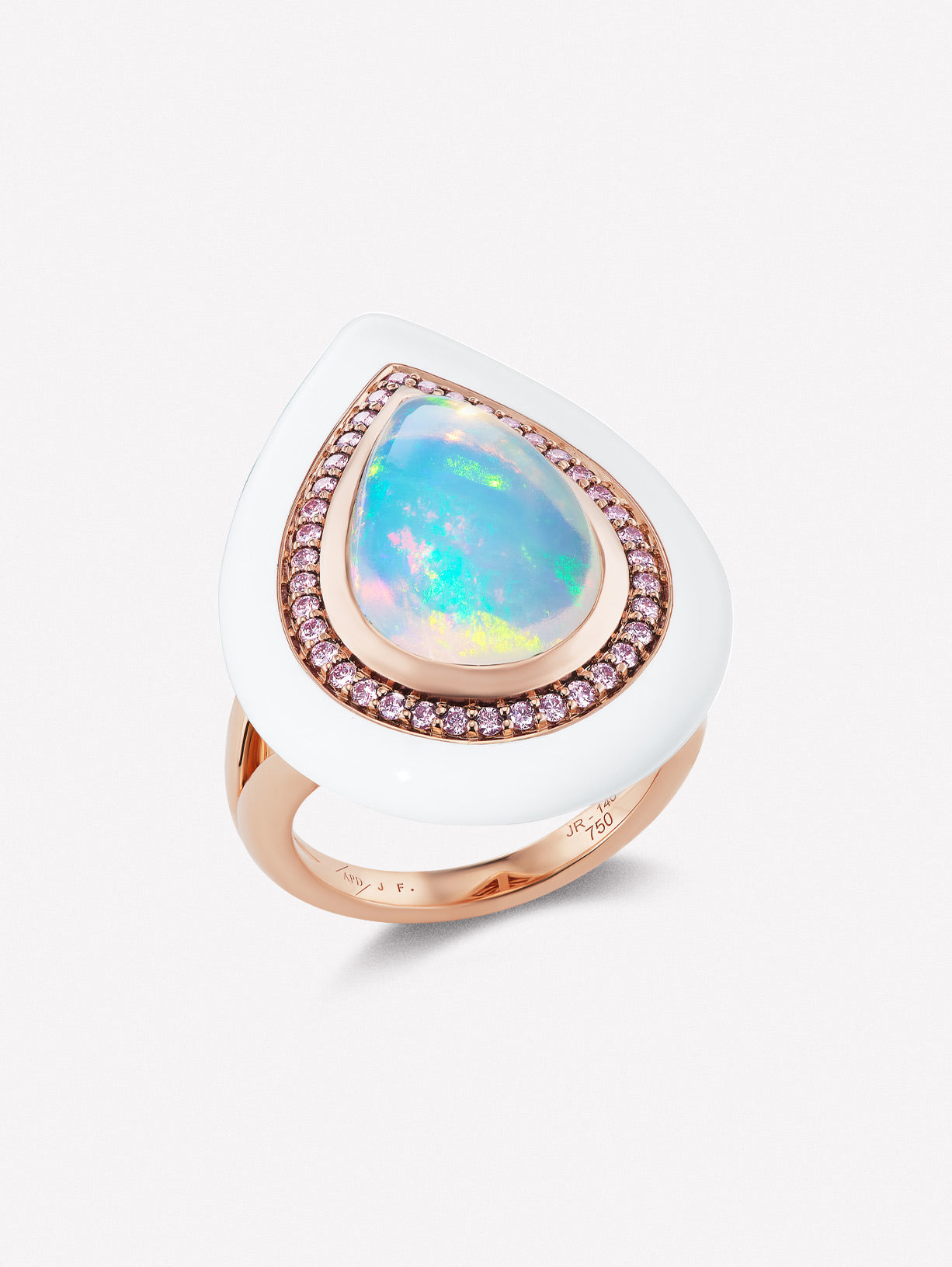 Argyle Pink™ Diamond and White Opal Enamel Ring - Pink Diamonds, J FINE - J Fine, ring - Pink Diamond Jewelry, argyle-pink™-diamond-and-white-opal-enamel-ring - Argyle Pink Diamonds