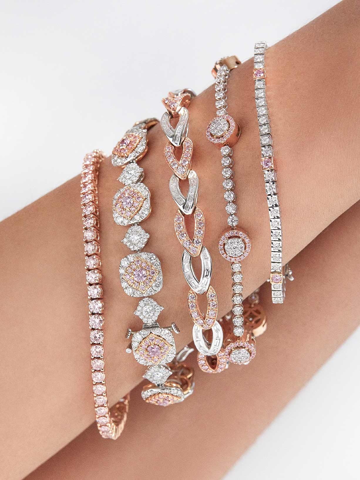 Argyle Pink™ Diamond Station Bracelet - Pink Diamonds, J FINE - J Fine, bracelet - Pink Diamond Jewelry, argyle-pink™-diamond-station-bracelet-by-j-f-i-n-e - Argyle Pink Diamonds