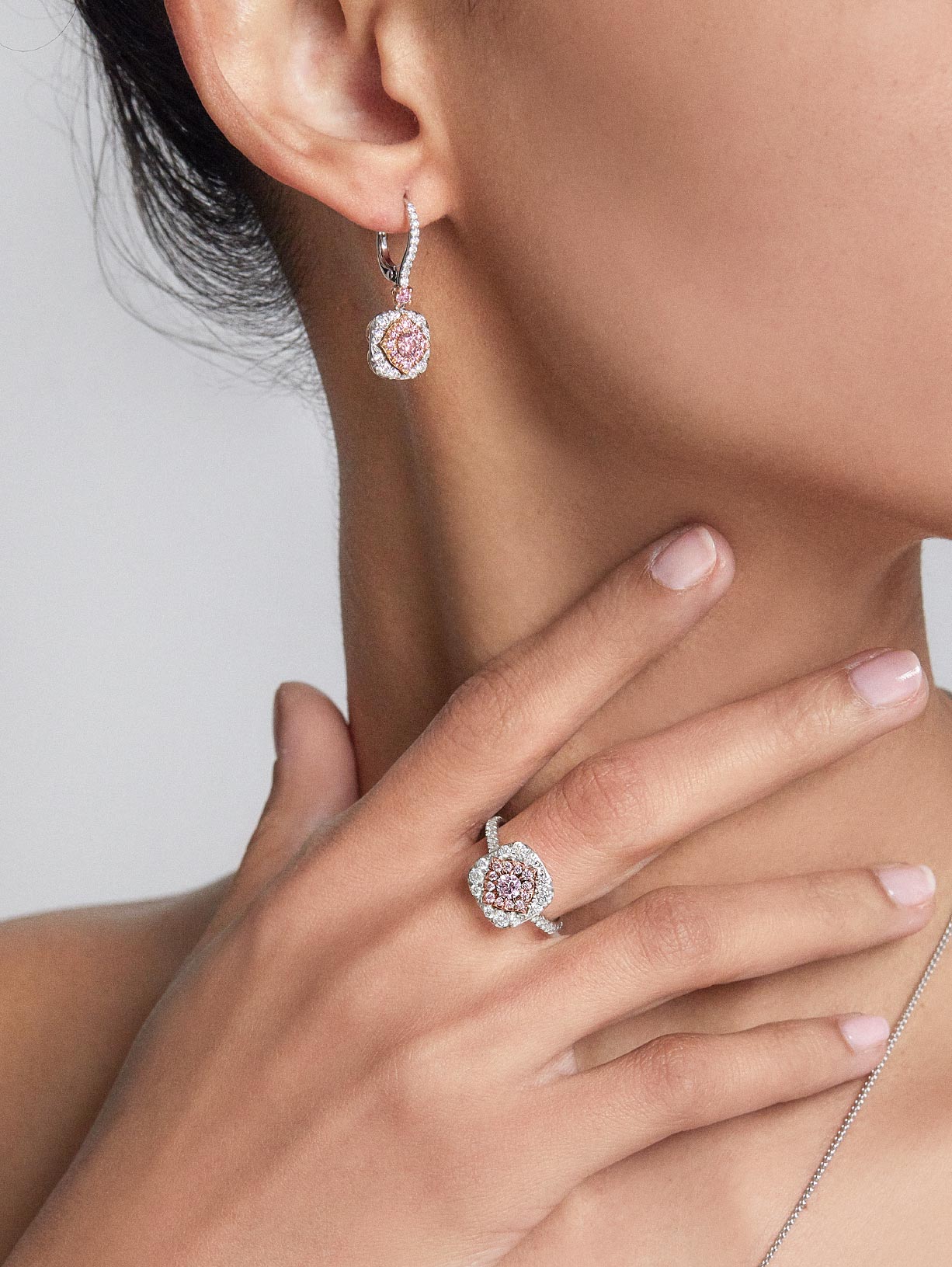 Argyle Pink™ Diamond Halo Earrings - Pink Diamonds, J FINE - J Fine, earrings - Pink Diamond Jewelry, argyle-pink™-diamond-halo-earrings-by-j-f-i-n-e-v - Argyle Pink Diamonds