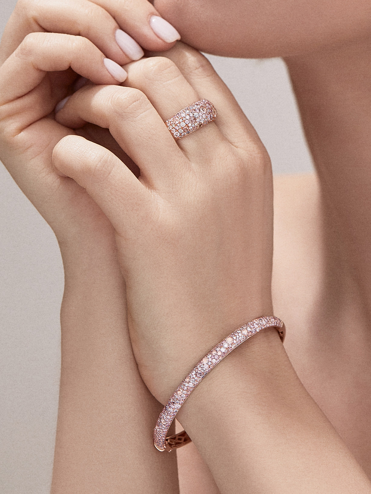 Argyle Pink™ Diamond Dome Pave Cuff Bracelet - Pink Diamonds, J FINE - J Fine, bracelet - Pink Diamond Jewelry, argyle-pink™-diamond-dome-pave-cuff-bracelet-by-j-fine - Argyle Pink Diamon