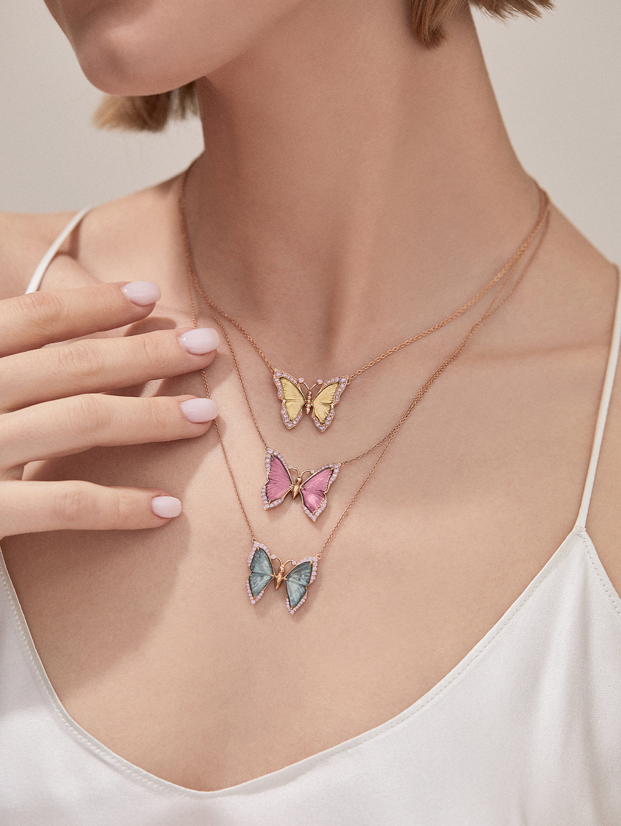 Argyle Pink™ Diamond Medium Tourmaline Butterfly Necklace - Pink Diamonds, J FINE - J Fine, Necklaces - Pink Diamond Jewelry, argyle-pink™-diamond-medium-tourmaline-butterfly-necklace-by-