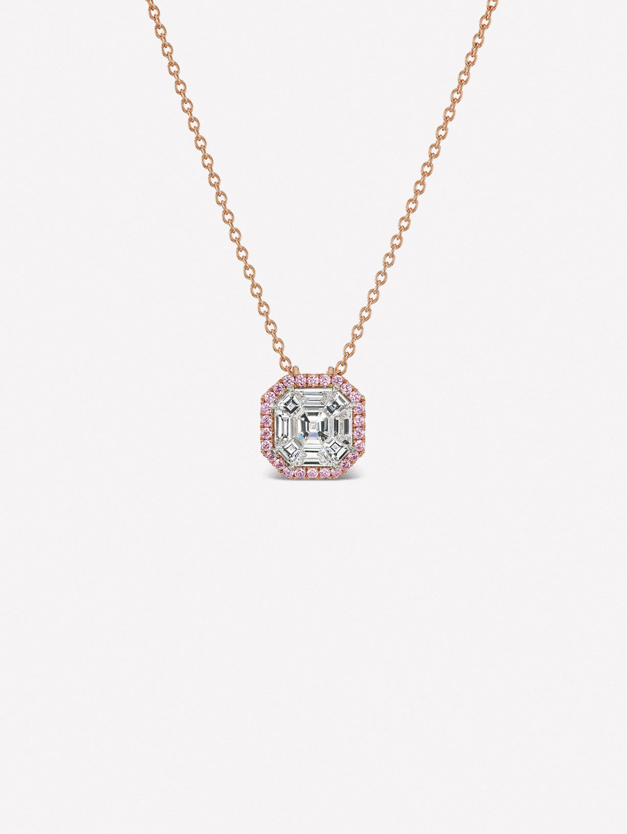 Argyle Pink™ Diamond Invisibly Set Asscher Cut Necklace - Pink Diamonds, J FINE - J Fine, necklace - Pink Diamond Jewelry, argyle-pink™-diamond-invisibly-set-asscher-cut-necklace-by-j-fin