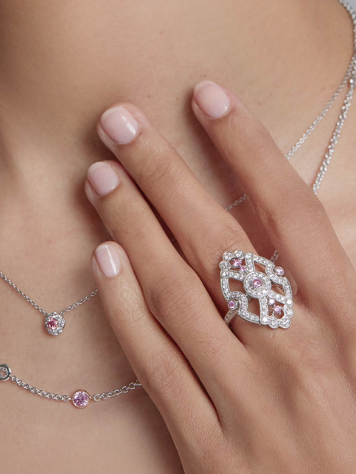 Argyle Pink™ Diamond Art Deco Ring - Pink Diamonds, J FINE - J Fine, ring - Pink Diamond Jewelry, j-fine-art-deco-ring - Argyle Pink Diamonds