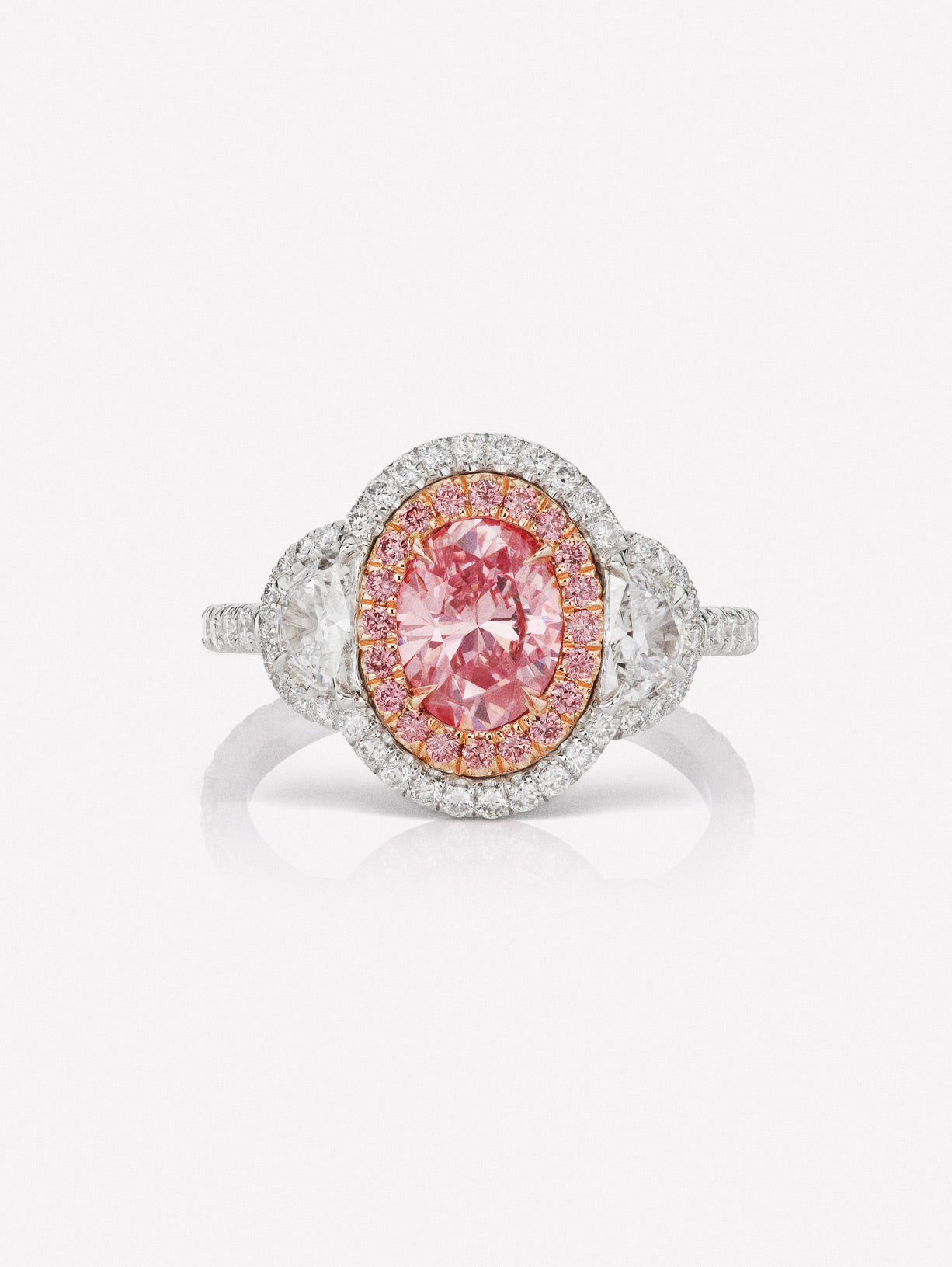Intense Pink Oval Diamond Ring - Pink Diamonds, J FINE - J Fine, Rings - Pink Diamond Jewelry, intense-pink-oval-diamond-ring-j-fine - Argyle Pink Diamonds