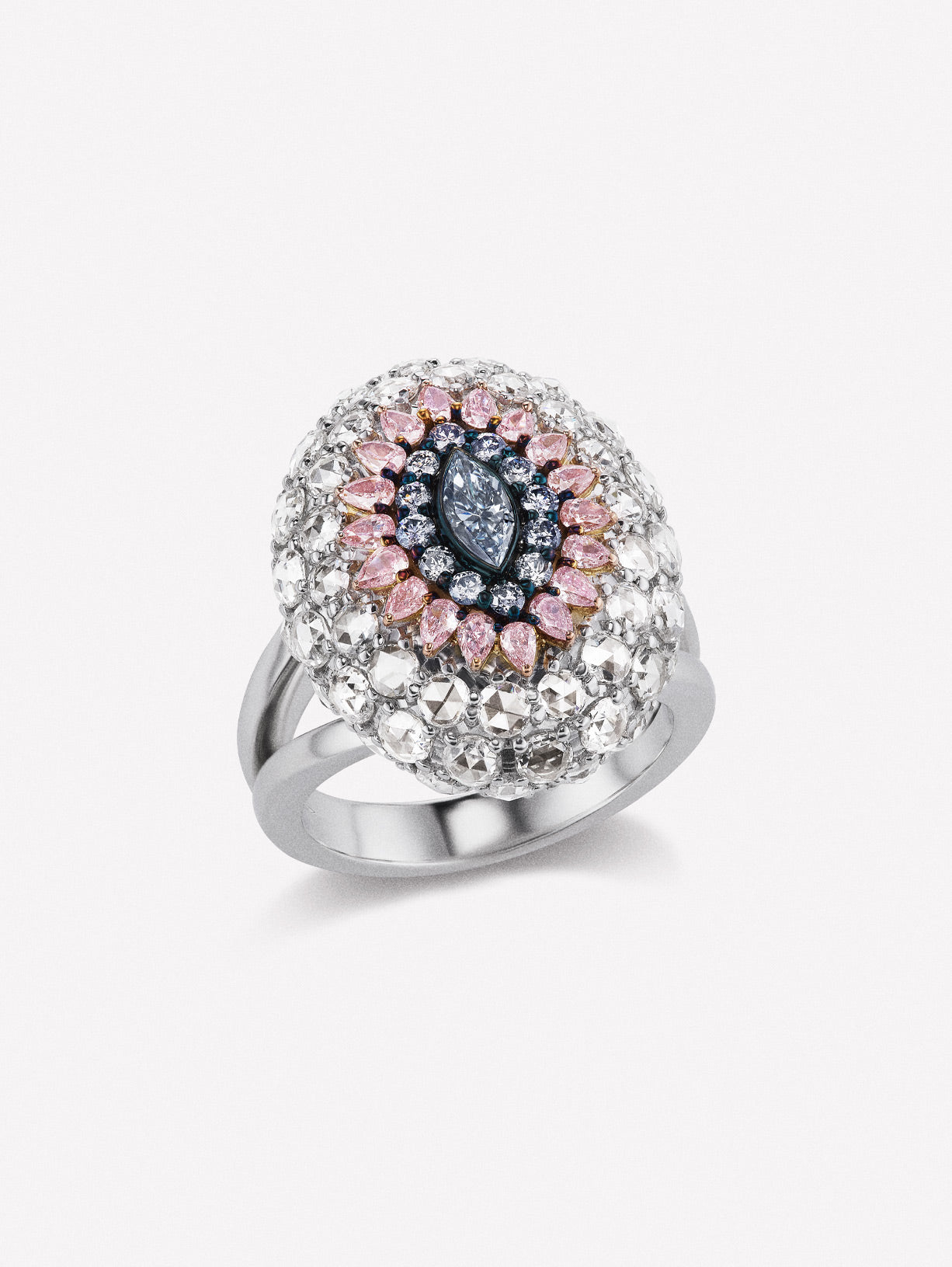 Fancy Blue Marquise Dome Ring - Pink Diamonds, J FINE - J Fine,  - Pink Diamond Jewelry, fancy-blue-marquise-dome-ring-by-j-fine - Argyle Pink Diamonds