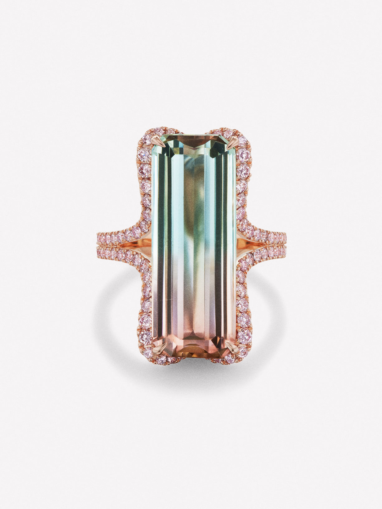 Argyle Pink™ Diamond and Bi Color Tourmaline Ring - Pink Diamonds, J FINE - J Fine, Rings - Pink Diamond Jewelry, argyle-pink™-diamond-and-bi-color-tourmaline-ring-by-j-fine - Argyle Pink