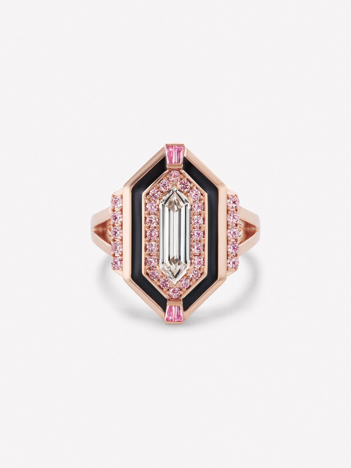 Argyle Pink™ Diamond and White Shield Diamond Ring - Pink Diamonds, J FINE - J Fine, ring - Pink Diamond Jewelry, argyle-pink™-diamond-and-white-shield-diamond-ring-by-j-fine - Argyle Pin