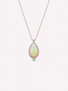 Cabochon Opal and Argyle Pink™ Diamonds Necklace - Pink Diamonds, J FINE - J Fine, necklace - Pink Diamond Jewelry, j-fine-opal-and-diamond-necklace - Argyle Pink Diamonds