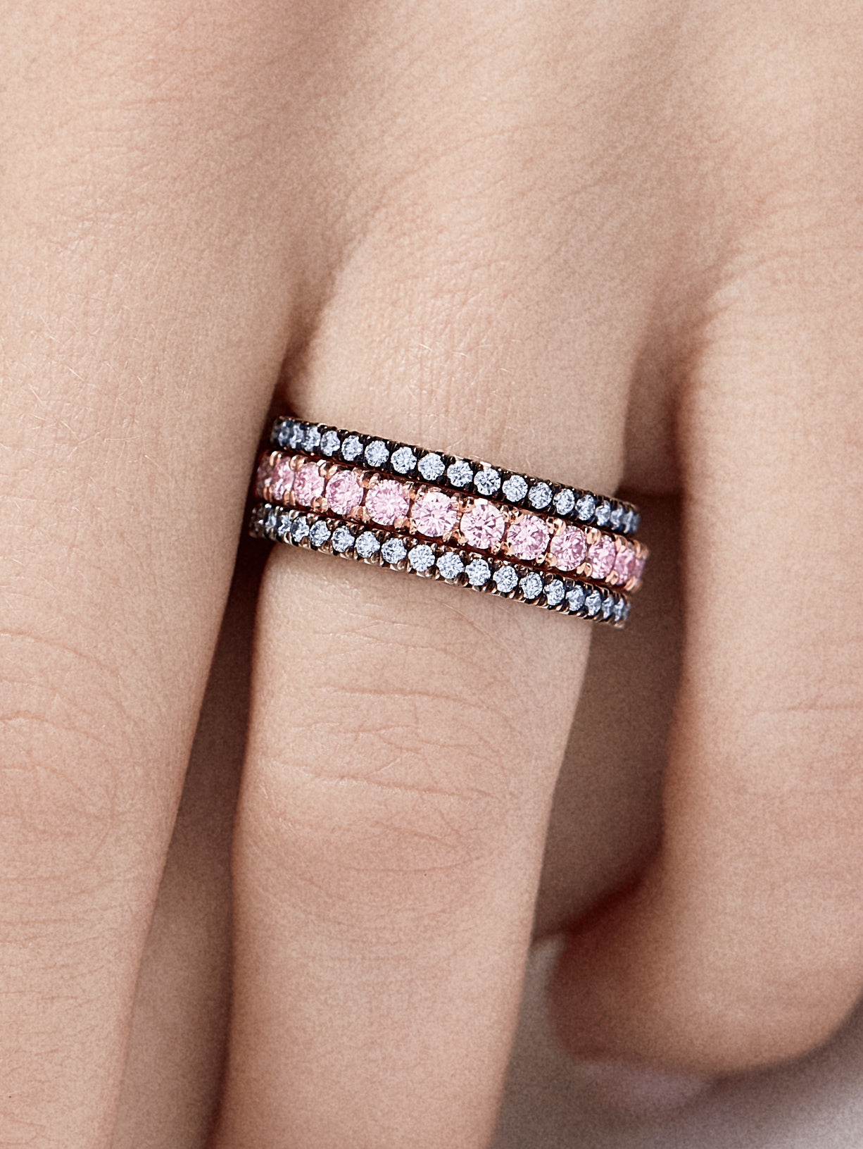 Argyle Pink™ Diamond French Pave Eternity Band 1.11ctw - Pink Diamonds, J FINE - J Fine, ring - Pink Diamond Jewelry, argyle-pink™-diamond-french-pave-eternity-band-1-11ctw-by-j-fine - Ar