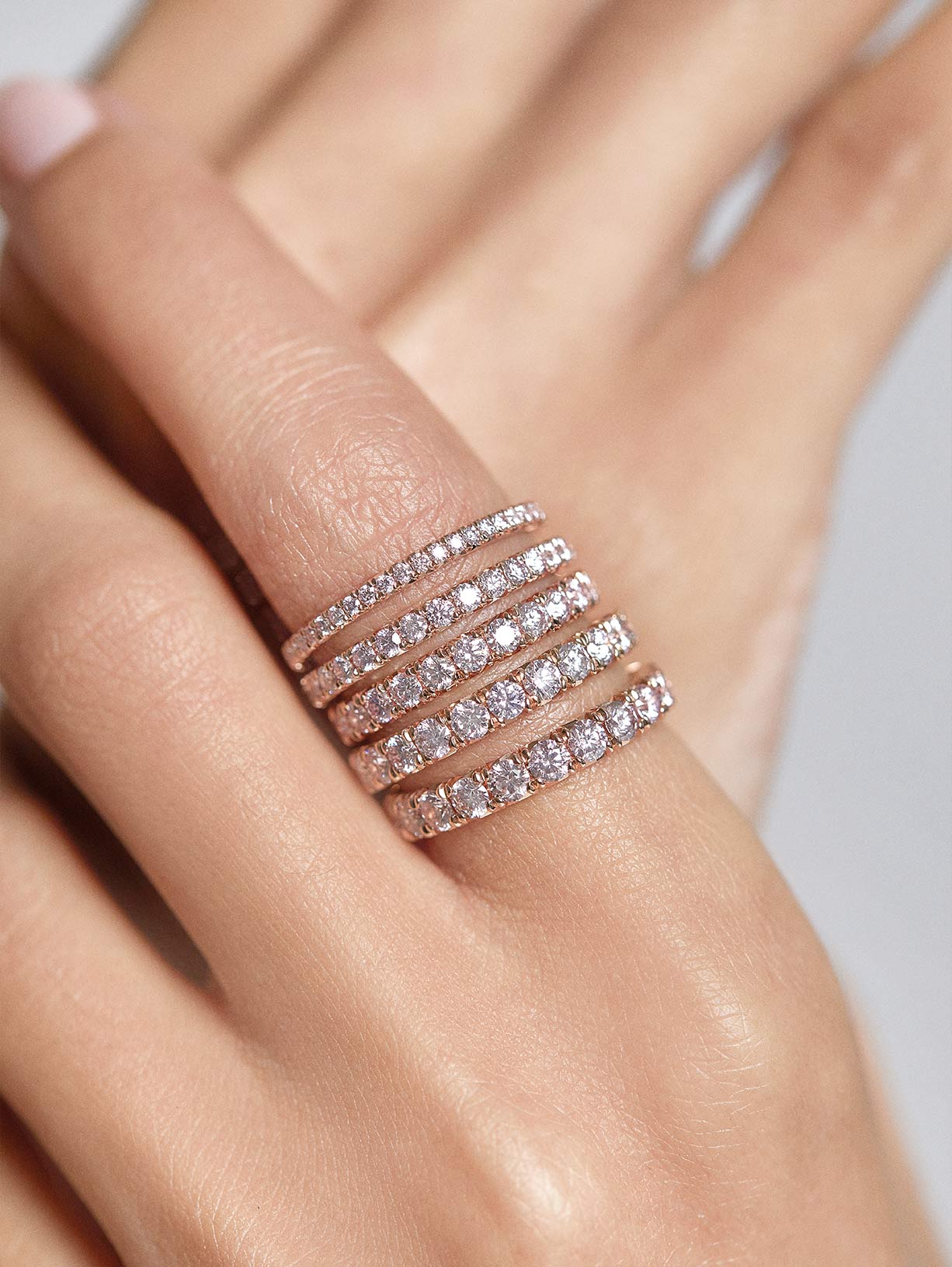 Argyle Pink™ Diamond French Pave Half Eternity Band 0.18ctw - Pink Diamonds, J FINE - J Fine, ring - Pink Diamond Jewelry, j-fine-french-pave-half-eternity-band - Argyle Pink Diamonds