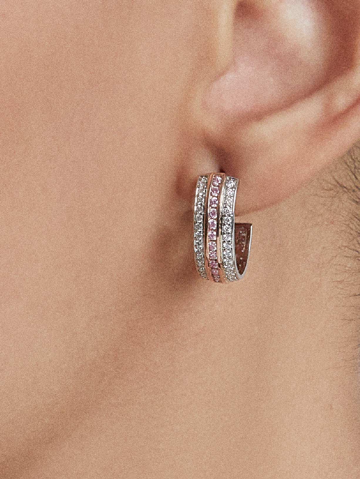 Argyle Pink™ Diamond Huggies - Pink Diamonds, J FINE - J Fine, earrings - Pink Diamond Jewelry, j-fine-huggies - Argyle Pink Diamonds