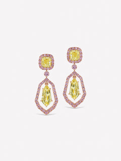 Argyle Pink™ Diamonds with Yellow Shield Diamond Earrings - Pink Diamonds, J FINE - J Fine, Earrings - Pink Diamond Jewelry, argyle-pink™-diamonds-with-yellow-shield-diamond-earrings-by-j