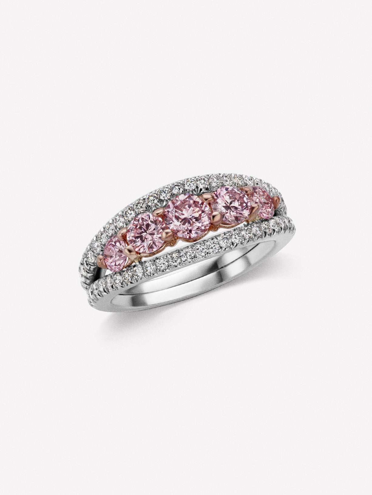 Argyle Pink™ Diamond Five Stone Ring - Pink Diamonds, J FINE - J Fine, ring - Pink Diamond Jewelry, argyle-pink™-diamond-five-stone-ring-by-j-f-i-n-e - Argyle Pink Diamonds