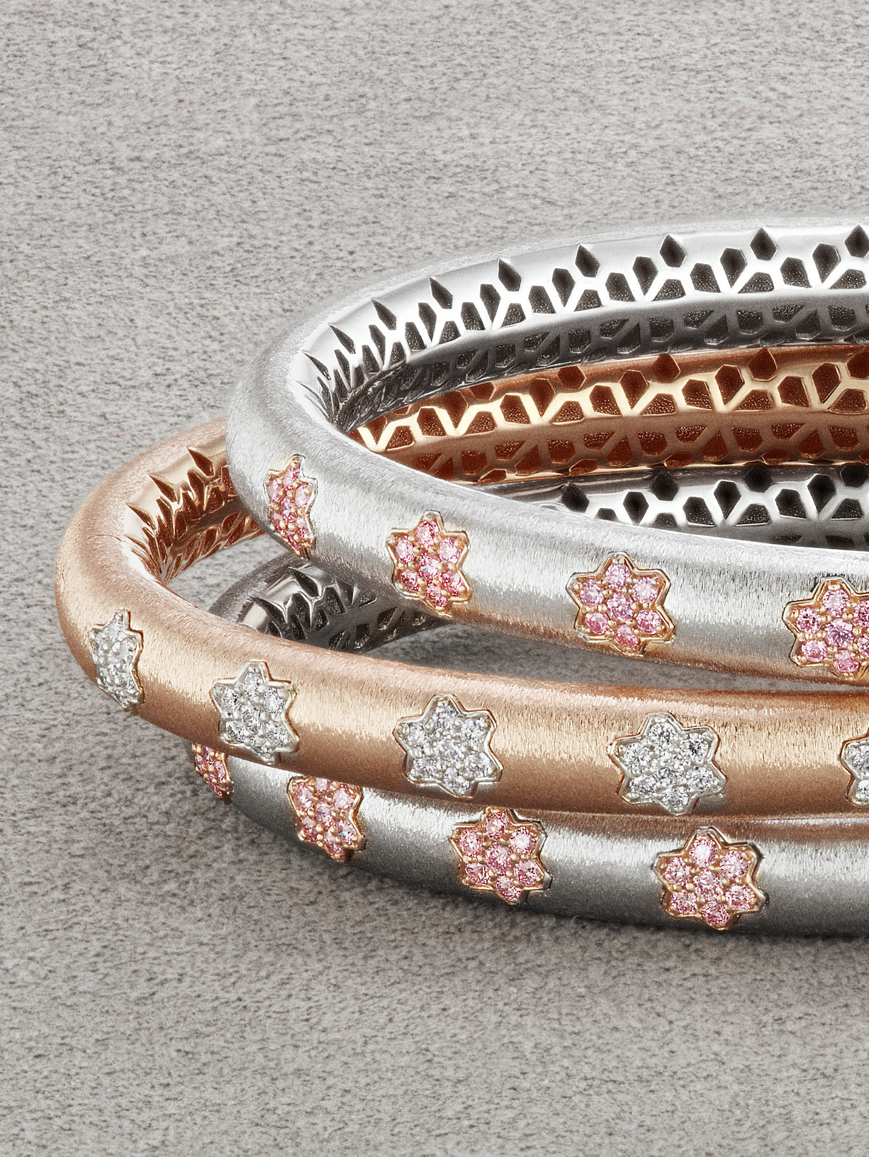 Argyle Pink™ Diamond White Floral Cuff Bracelet - Pink Diamonds, J FINE - J Fine, bracelet - Pink Diamond Jewelry, argyle-pink™-diamond-white-floral-cuff-bracelet-by-j-fine - Argyle Pink 