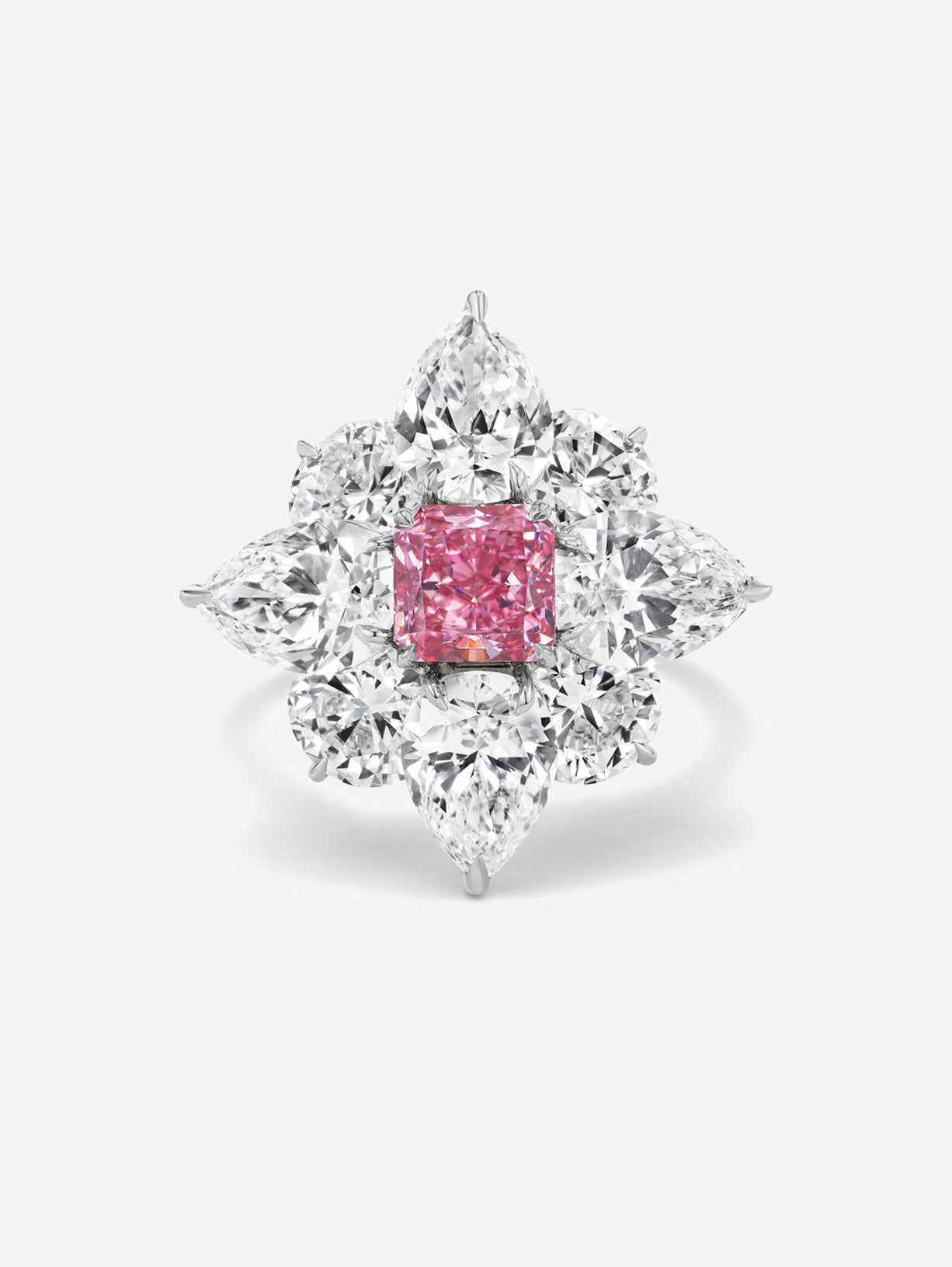 Fancy Pink Purple Diamond Three Stone Ring
