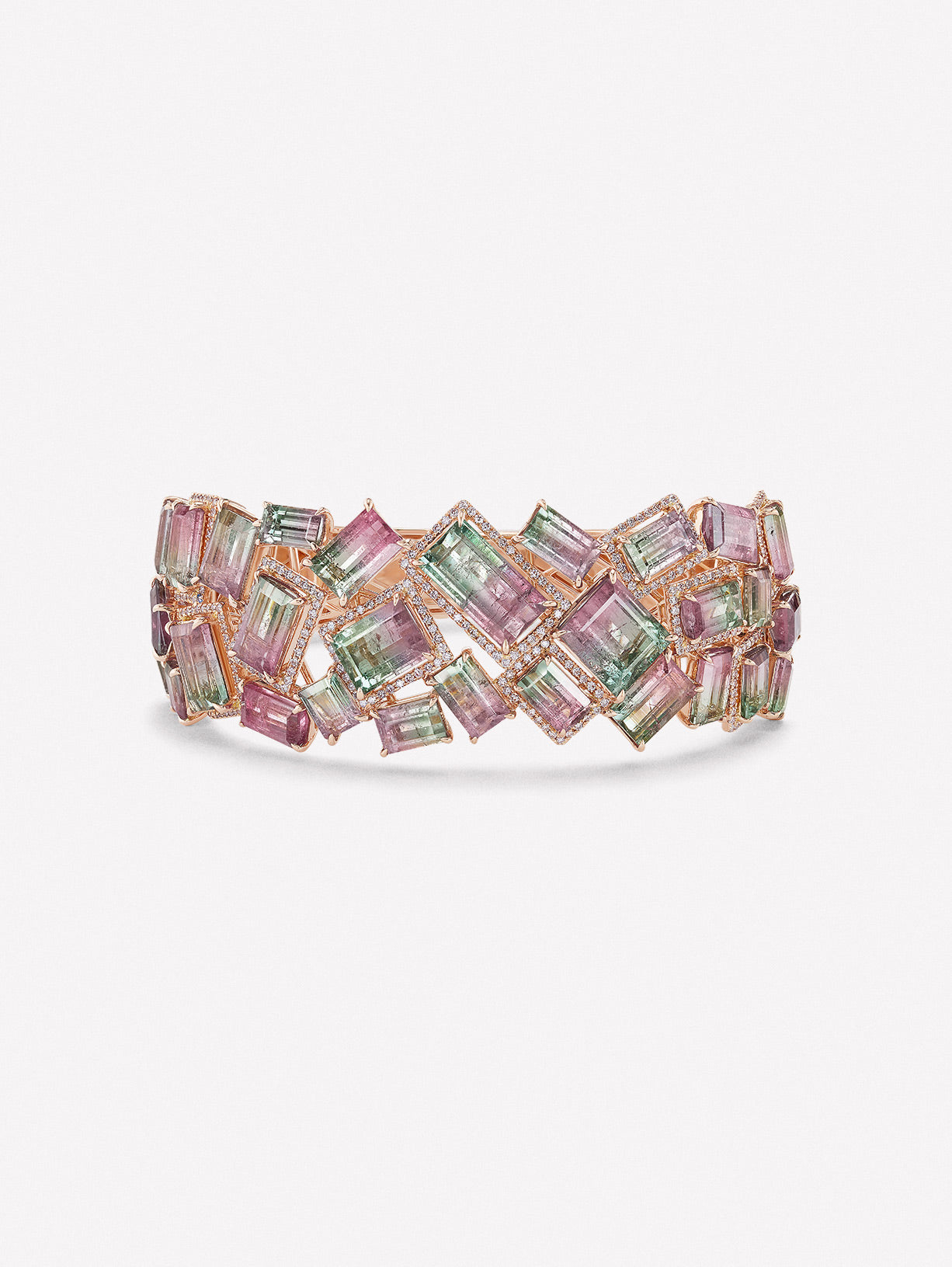 Argyle Pink™ Diamond and Bi Color Tourmaline Bracelet - Pink Diamonds, J FINE - J Fine, bracelet - Pink Diamond Jewelry, argyle-pink™-diamond-and-bi-color-tourmaline-bracelet-by-j-fine-1 