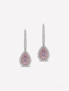Fancy Purplish Pink Pear Shape Drop Earrings - Pink Diamonds, J FINE - J Fine, Earrings - Pink Diamond Jewelry, copy-of-argyle-pink™-diamond-with-white-emerald-cut-diamond-and-bi-color-tour