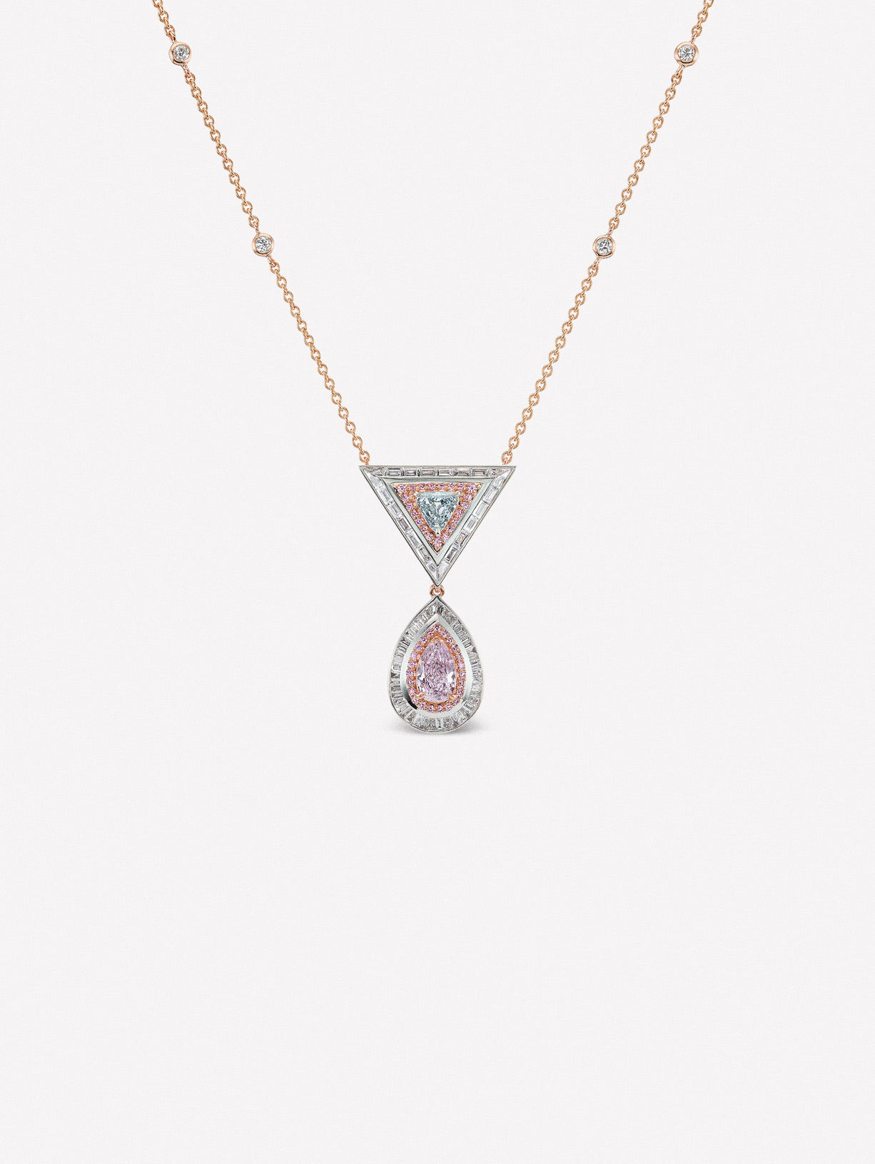 Blue and Pink Diamond Necklace - Pink Diamonds, J FINE - J Fine, necklace - Pink Diamond Jewelry, blue-and-pink-diamond-necklace-by-j-fine - Argyle Pink Diamonds