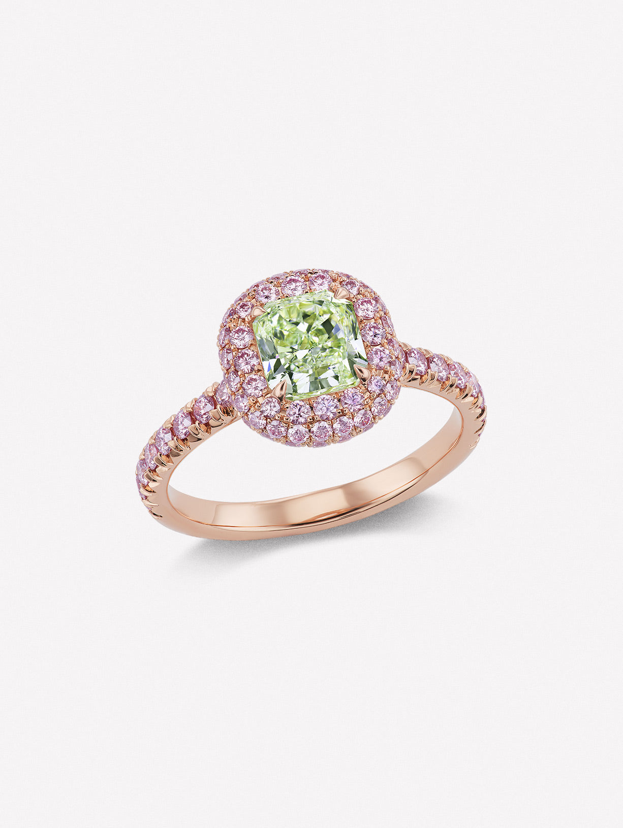 Argyle Pink™ Diamond and Green Diamond Ring - Pink Diamonds, J FINE - J Fine, Rings - Pink Diamond Jewelry, argyle-pink™-diamond-and-green-diamond-ring-by-j-fine-1 - Argyle Pink Diamonds