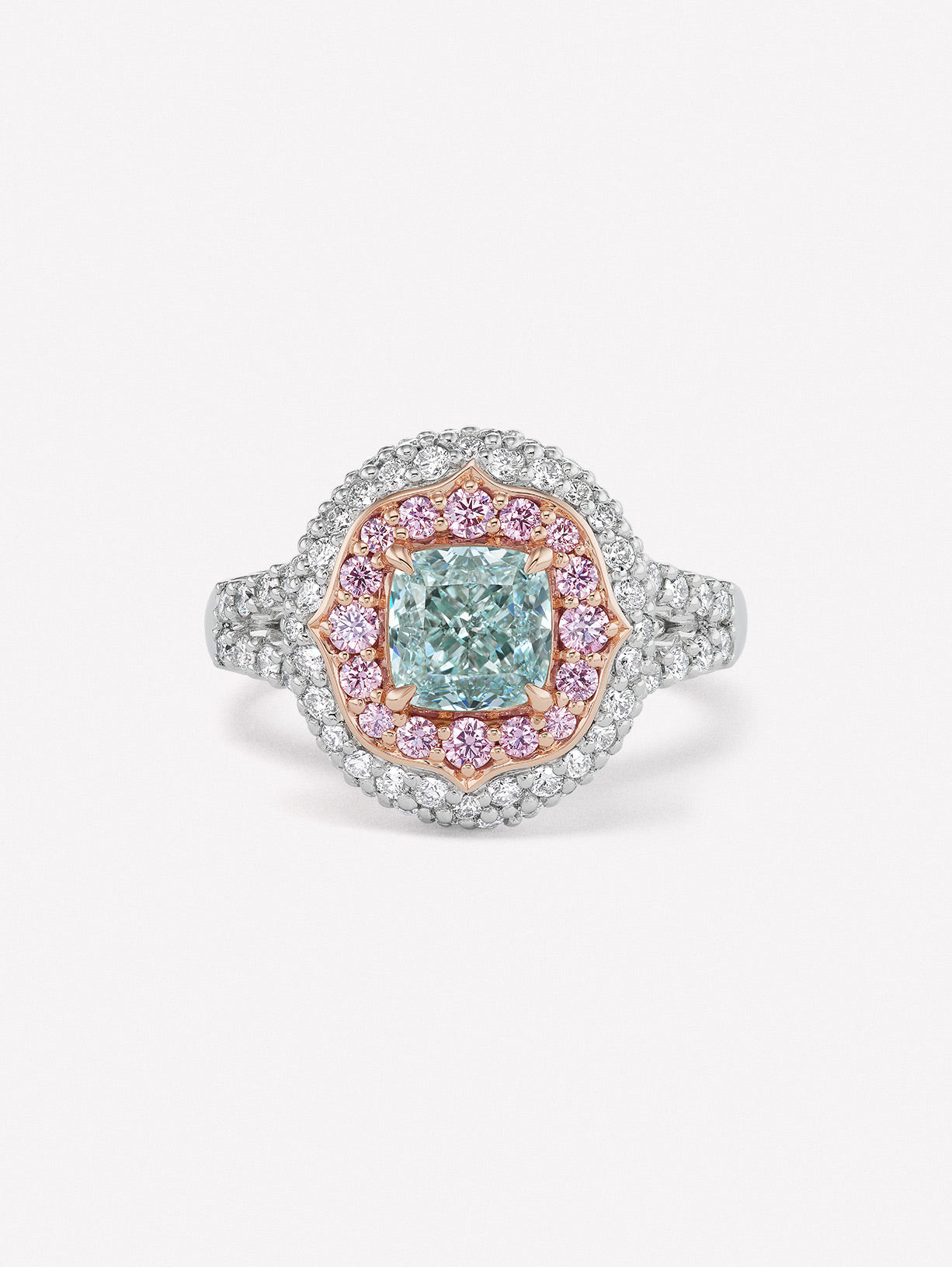 Argyle Pink™ Diamond and Blue Diamond Ring - Pink Diamonds, J FINE - J Fine, Rings - Pink Diamond Jewelry, argyle-pink™-diamond-and-blue-diamond-ring-by-j-fine - Argyle Pink Diamonds