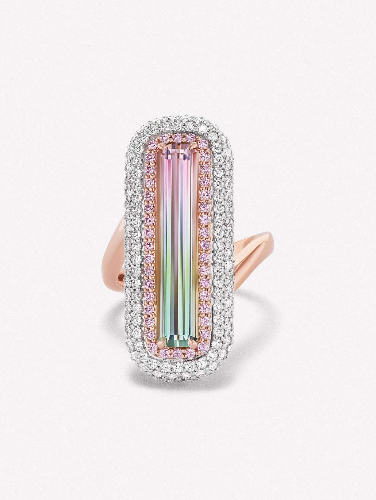 Argyle Pink™ Diamond and Bi Color Tourmaline Ring - Pink Diamonds, J FINE - J Fine, ring - Pink Diamond Jewelry, argyle-pink™-diamond-and-bi-color-tourmaline-ring-by-j-fine-3 - Argyle Pin