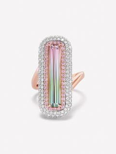 Argyle Pink™ Diamond and Bi Color Tourmaline Ring - Pink Diamonds, J FINE - J Fine, ring - Pink Diamond Jewelry, argyle-pink™-diamond-and-bi-color-tourmaline-ring-by-j-fine-3 - Argyle Pin