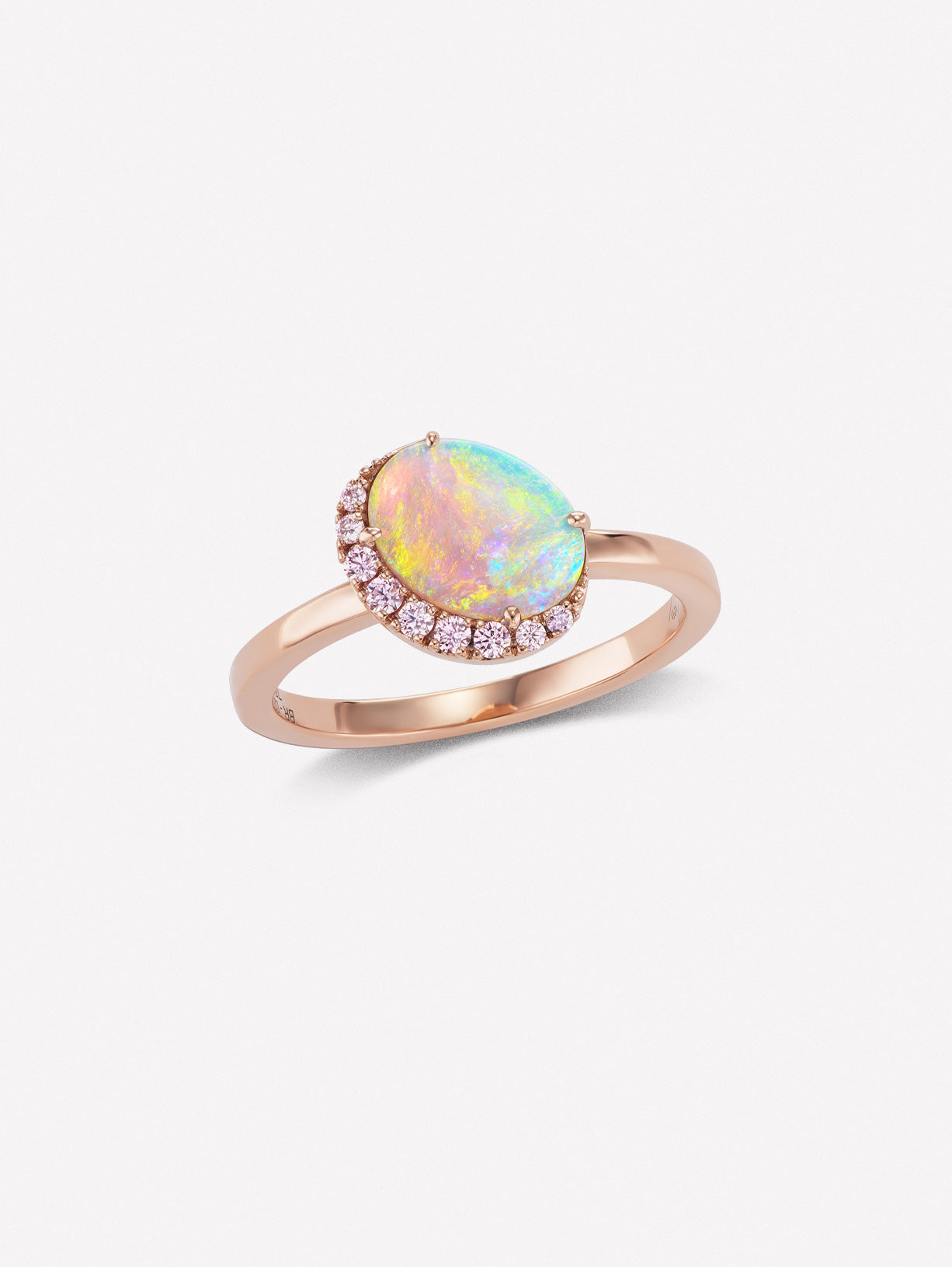Argyle Pink™ Diamond and Australian Opal Stacking Ring by J FINE