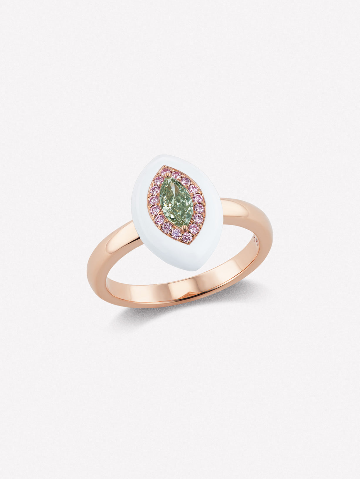 Argyle Pink™ Diamond and Green Marquise Diamond Enamel Ring - Pink Diamonds, J FINE - J Fine, ring - Pink Diamond Jewelry, argyle-pink™-diamond-and-green-marquise-diamond-enamel-ring - Ar