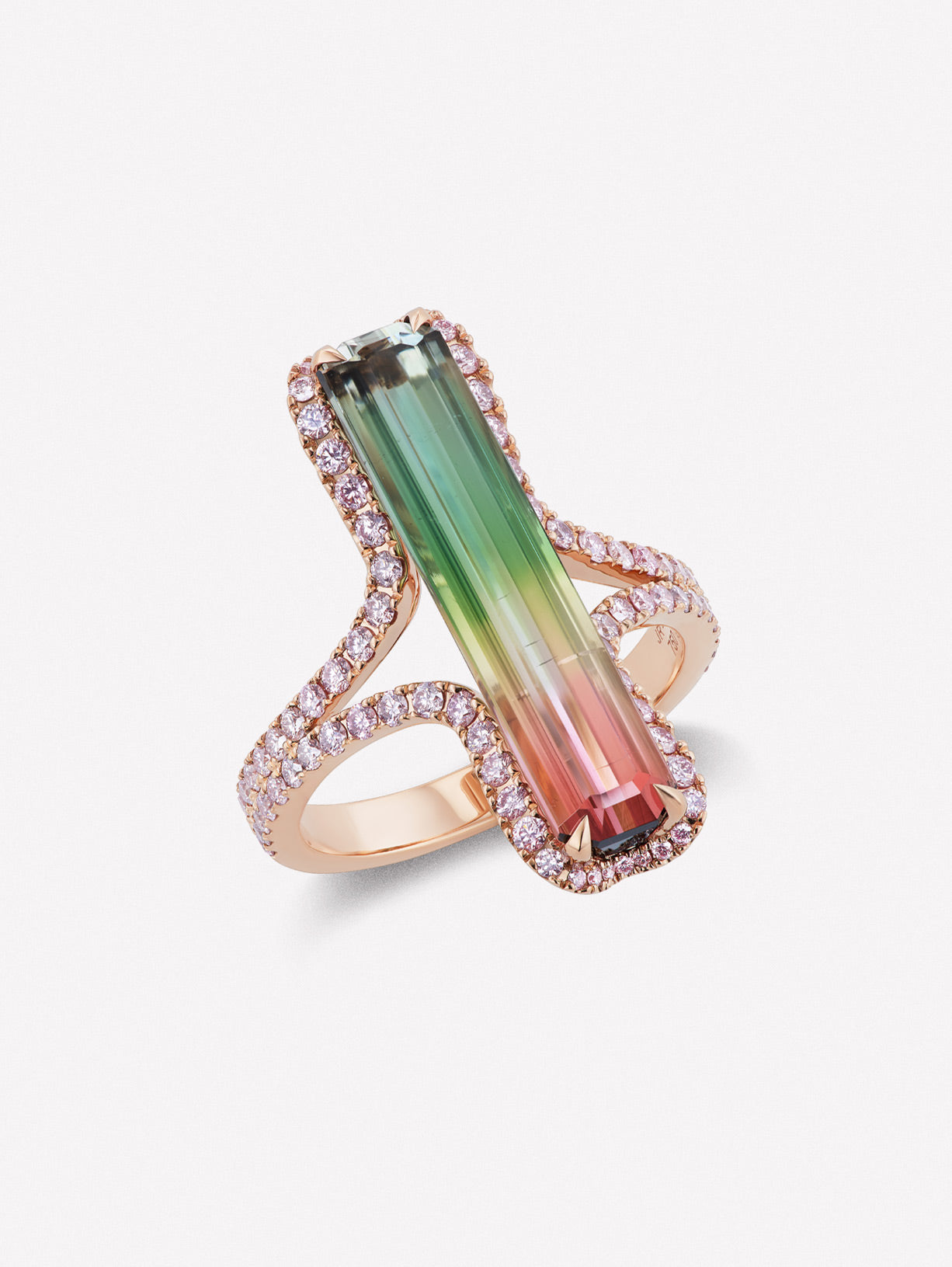 Argyle Pink™ Diamond and Bi Color Tourmaline Ring - Pink Diamonds, J FINE - J Fine, ring - Pink Diamond Jewelry, argyle-pink™-diamond-and-bi-color-tourmaline-ring - Argyle Pink Diamonds