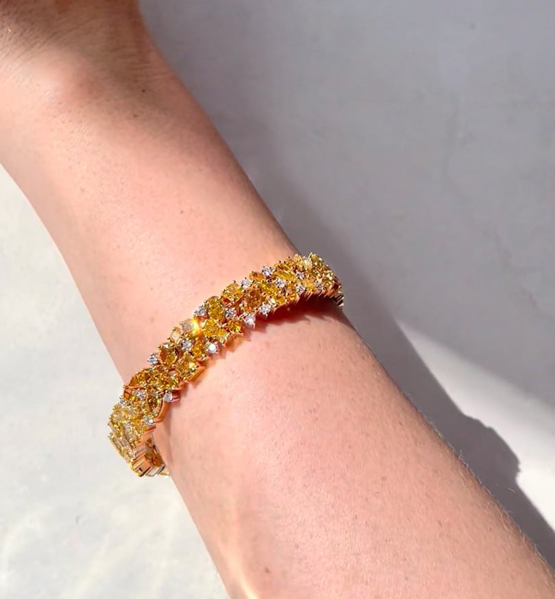 mixed shape orangy yellow diamond bracelet by j fine