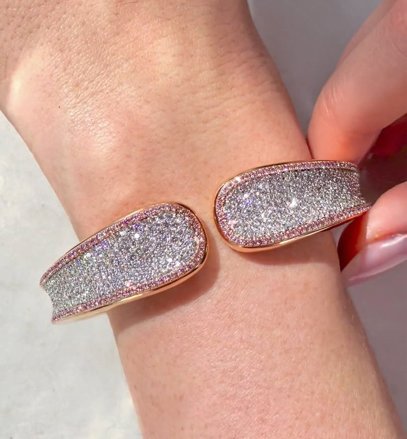 pink and white diamond cuff bracelet argyle pink diamonds