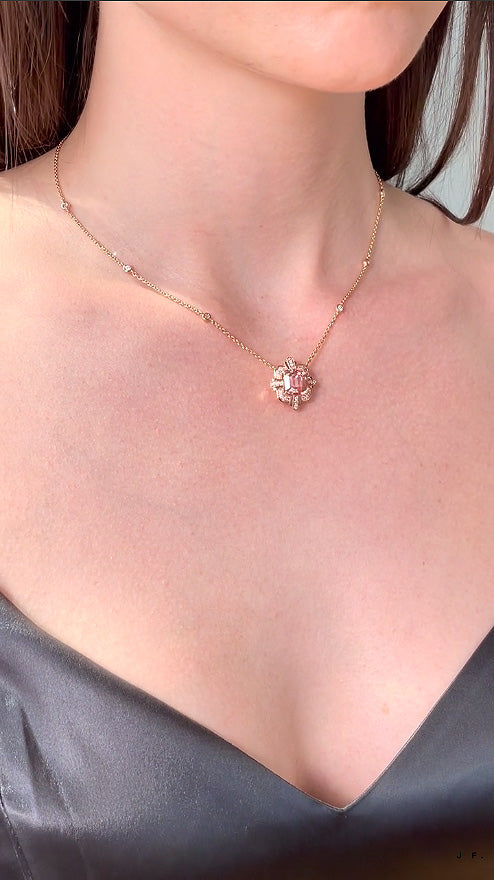 Tourmaline and Argyle Pink diamond necklace by J Fine