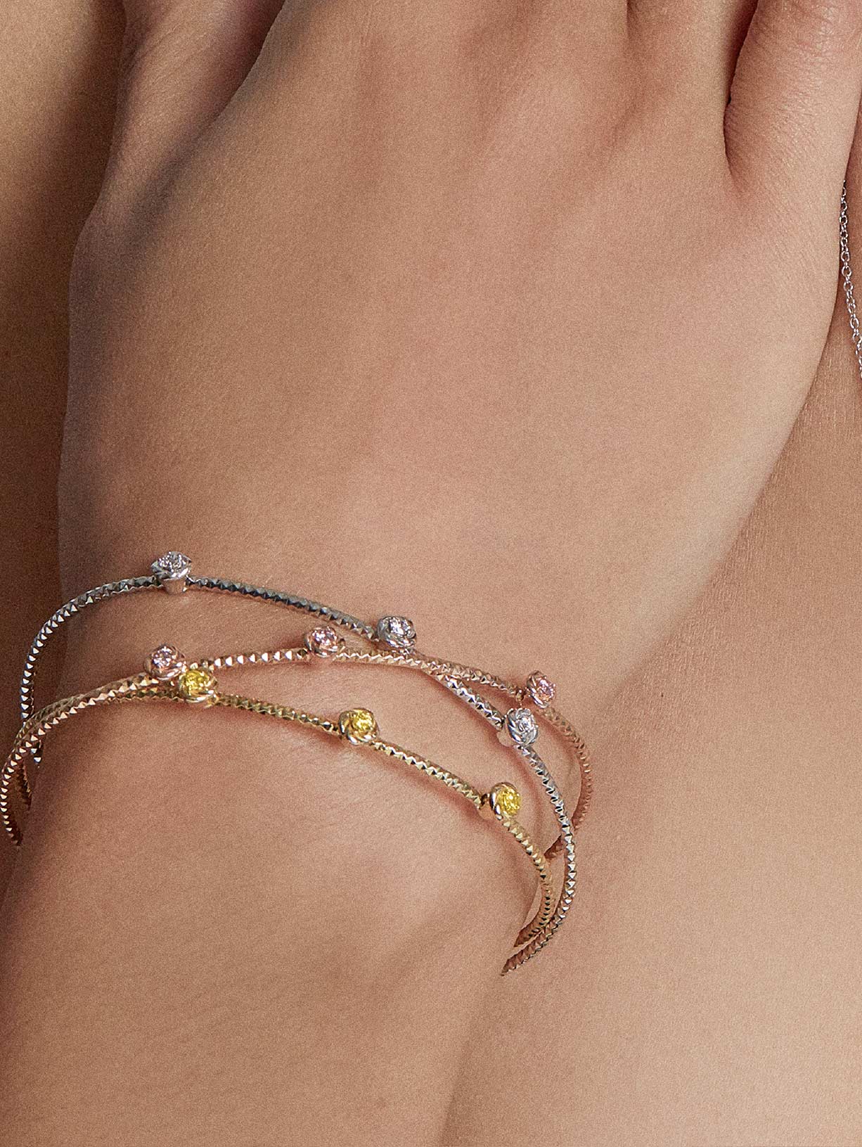 Argyle Pink™ Diamond Multi Color Cuff Bracelet - Pink Diamonds, J FINE - J Fine, bracelet - Pink Diamond Jewelry, j-fine-multi-row-cuff-bracelet - Argyle Pink Diamonds