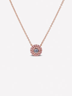 Argyle Blue Diamond and Argyle Pink™ Diamond Double Halo Necklace - Pink Diamonds, J FINE - J Fine, necklace - Pink Diamond Jewelry, argyle-blue-diamond-and-argyle-pink™-diamond-double-ha