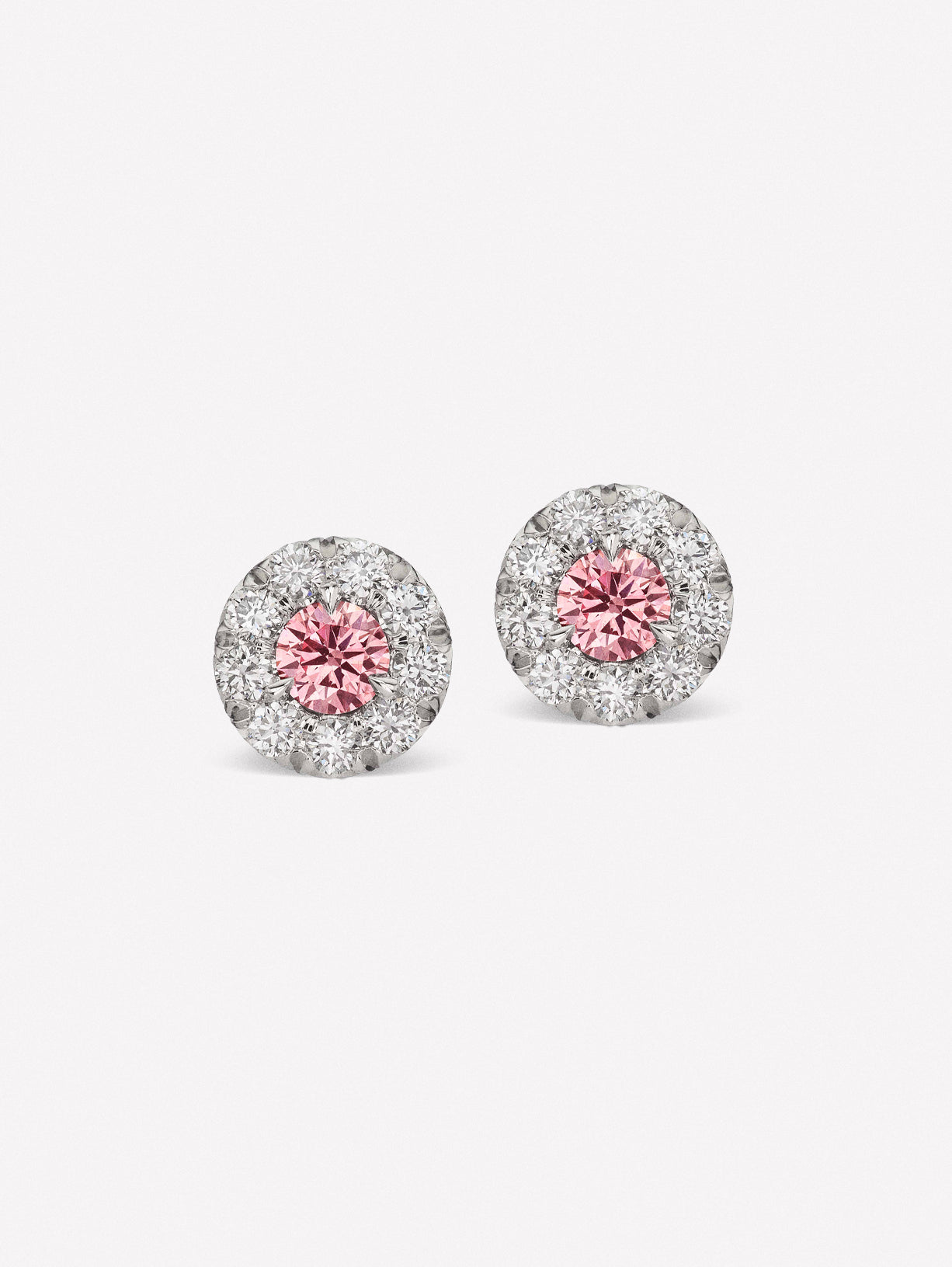 Argyle Pink™ 3PR Diamond Halo Studs - Pink Diamonds, J FINE - J Fine, earrings - Pink Diamond Jewelry, argyle-studs-by-j-f-i-n-e - Argyle Pink Diamonds