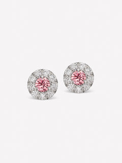 natural Argyle Pink Diamond Studs by J F I N E  | deep pink color | vivid