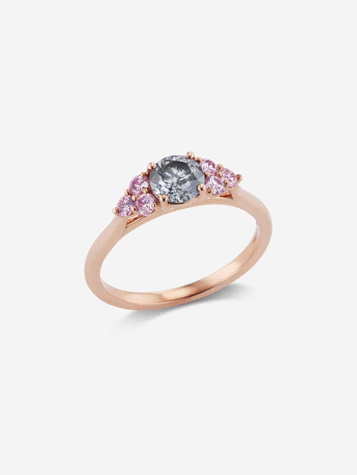 Argyle Pink™ Diamond and Gray Diamond Stackable Cluster Ring by J FINE 