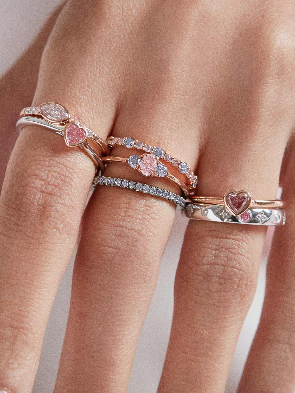 Argyle Pink™ and Blue Diamond Eternity Band - Pink Diamonds, J FINE - J Fine, ring - Pink Diamond Jewelry, j-fine-eternity-band - Argyle Pink Diamonds