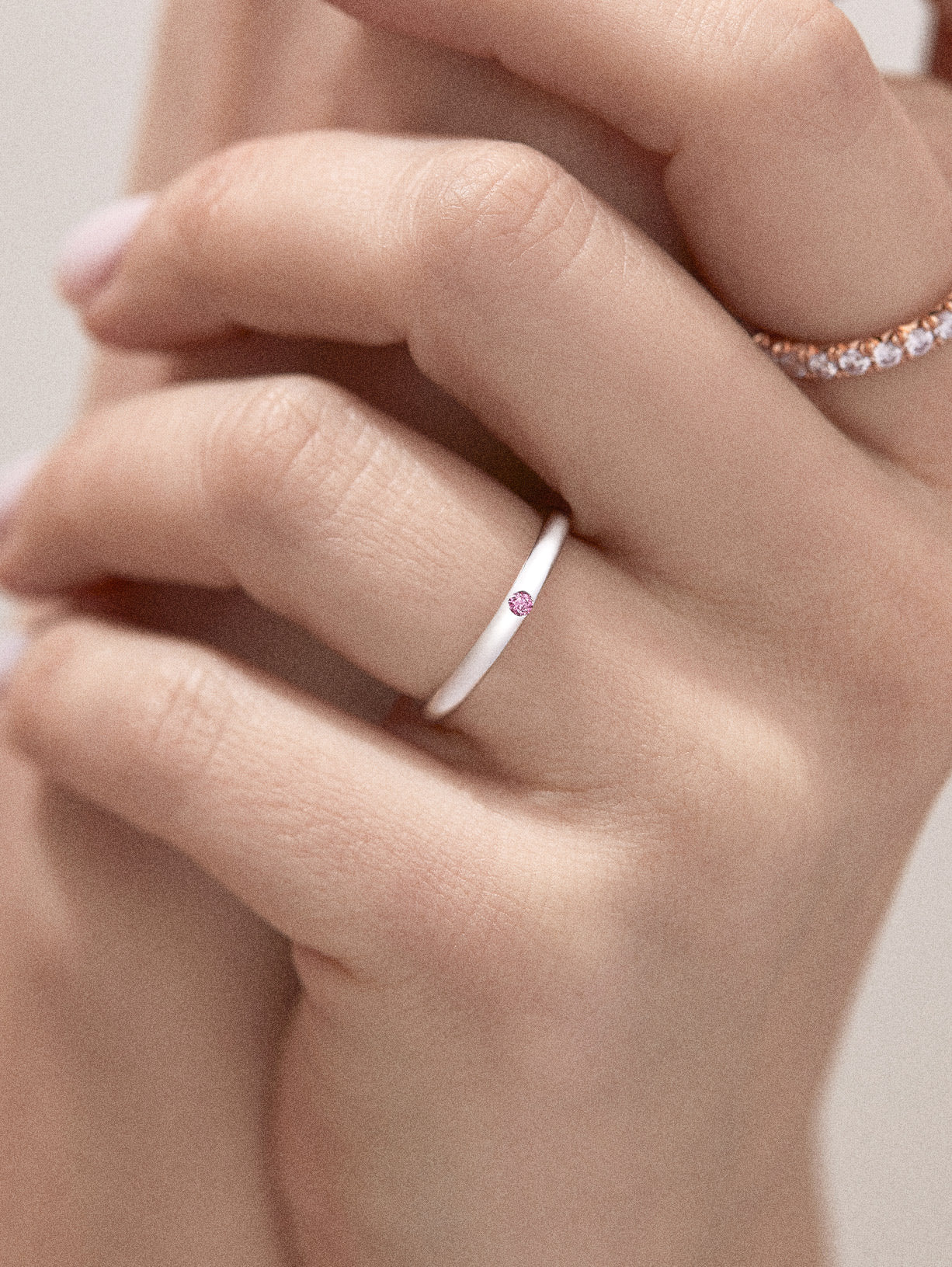 Argyle Pink™ Diamond Stackable Petite Ring - Pink Diamonds, J FINE - J Fine, ring - Pink Diamond Jewelry, argyle-pink™-diamond-stackable-petite-ring-by-j-f-i-n-e - Argyle Pink Diamonds