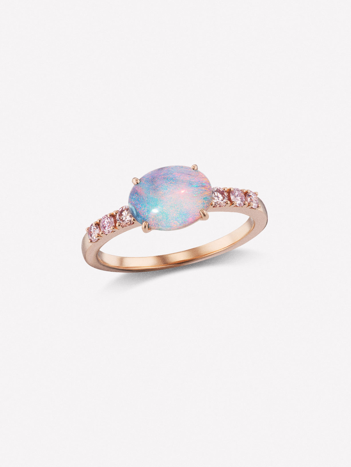 Argyle Pink™ Diamond and Opal Stacking Ring - Pink Diamonds, J FINE - J Fine, Rings - Pink Diamond Jewelry, argyle-pink™-diamond-and-opal-stacking-ring-by-j-fine-4 - Argyle Pink Diamonds