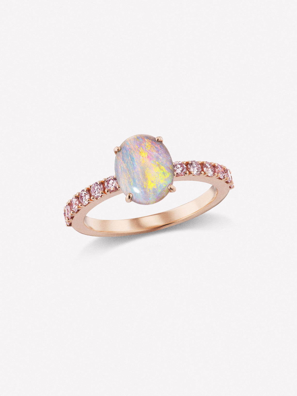 Argyle Pink™ Diamond and Opal Stacking Ring - Pink Diamonds, J FINE - J Fine, Rings - Pink Diamond Jewelry, argyle-pink™-diamond-and-opal-stacking-ring-by-j-fine-3 - Argyle Pink Diamonds