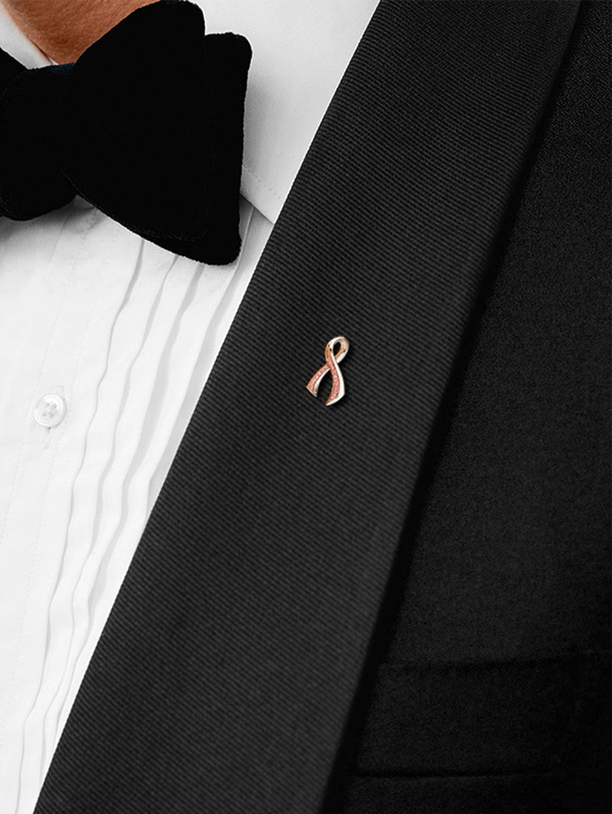 J Fine argyle pink diamond breast cancer ribbon lapel pin 