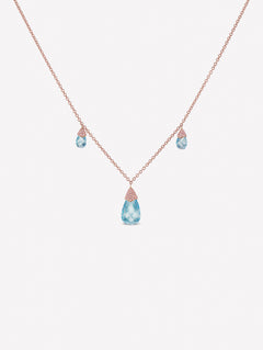 Aquamarine briolettes necklace with Argyle Pink Diamonds
