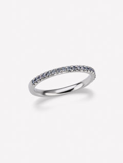 Blue diamond eternity band ring half with French pave