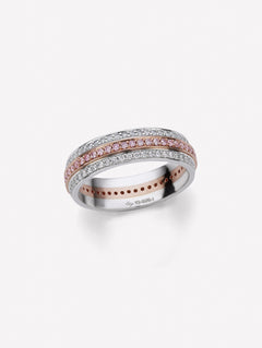 Argyle pink diamond band Full 3-row eternity band with pink diamonds and white diamonds